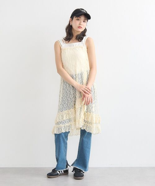 earth music&ecology（アースミュージックアンドエコロジー）の「ホルターレースキャミソール（キャミソール・レディース・アイボリー/ライトグレー/ミント/ブラック・S/M）」の5枚目の写真