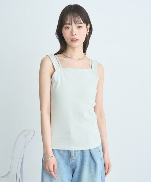 earth music&ecology（アースミュージックアンドエコロジー）の「ホルターレースキャミソール（キャミソール・レディース・アイボリー/ライトグレー/ミント/ブラック・S/M）」の6枚目の写真