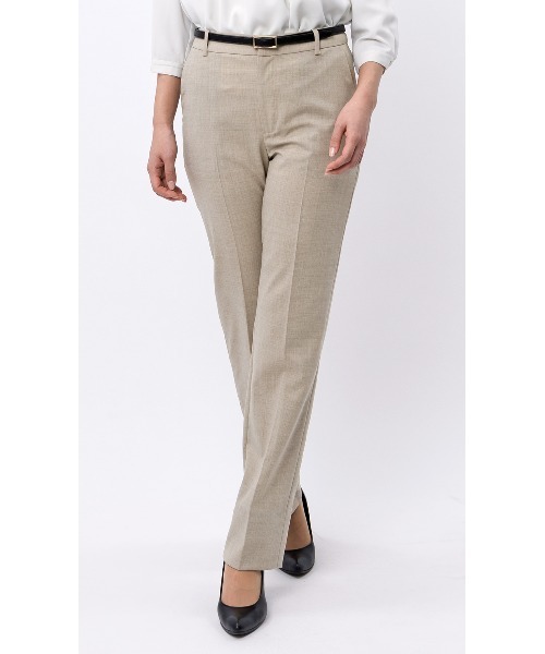 AOYAMA(アオヤマ)の「【洗える・防シワ・ストレッチ】きちんと見えを叶える!ストレートパンツ/ベージュ/無地|通勤&オフィス&入卒&セレモニー&オケージョン|セットアップ着用可〈大きいサイズあり〉(スーツパンツ・レディース・ベージュ・15号/13号/11号/9号/7号/5号/17号)」の11枚目の写真