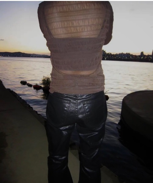 UP START(アップスタート)の「【LAMPOON】シャーリングチュールトップス(Tシャツ/カットソー・レディース・ベージュ/ホワイト/ブラック/モカ・FREE)」の7枚目の写真