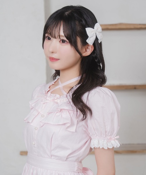 Honey Cinnamon(ハニーシナモン)の「コットンレースリボンセット(ヘアピン・レディース・サックスブルー/ピンク・FREE)」の4枚目の写真
