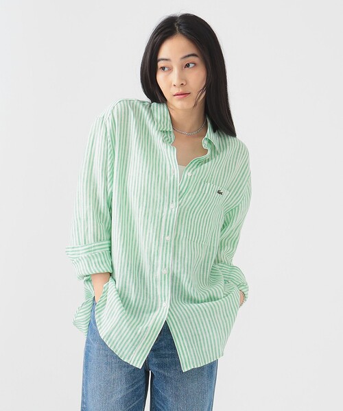 LACOSTE / リネン ストライプ オーバー サイズ シャツ（シャツ