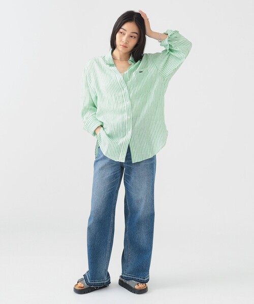 LACOSTE / リネン ストライプ オーバー サイズ シャツ（シャツ
