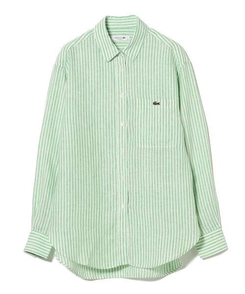 ラコステ　リネンストライプオーバーサイズシャツ LACOSTE｜リネンストライプオーバーサイズシャツ | Rakuten