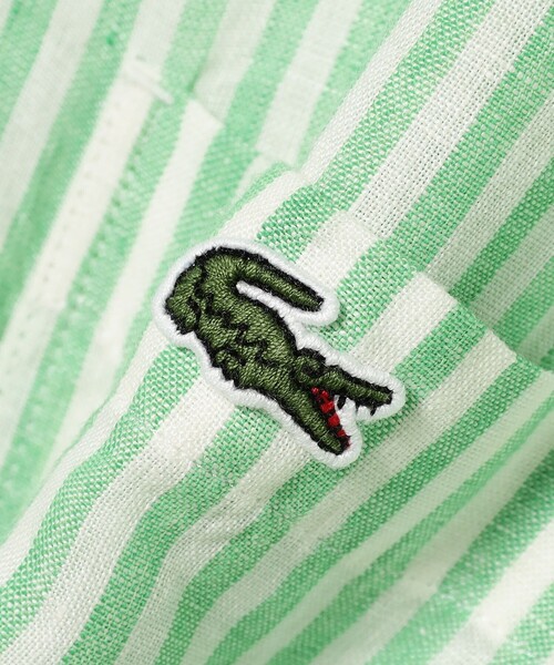 LACOSTE（ラコステ）の「LACOSTE / リネン ストライプ オーバー サイズ シャツ（シャツ/ブラウス・レディース・グリーン/サックスブルー・34）」の9枚目の写真