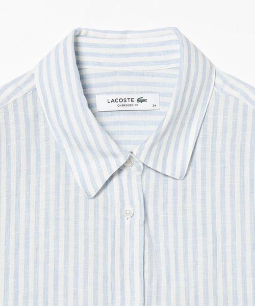 LACOSTE（ラコステ）の「LACOSTE / リネン ストライプ オーバー サイズ シャツ（シャツ/ブラウス・レディース・グリーン/サックスブルー・34）」の11枚目の写真