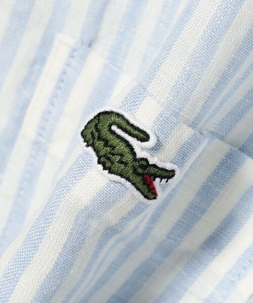 ラコステ　リネンストライプオーバーサイズシャツ LACOSTE / リネン ストライプ オーバー サイズ シャツ（シャツ