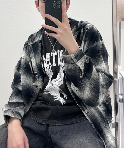 Figments（フィグメンツ）の「ピグメントノースリイーグルビッグＴ（タンクトップ・レディース・スミクロ/グレー・FREE）」の8枚目の写真