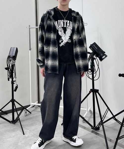 Figments（フィグメンツ）の「ピグメントノースリイーグルビッグＴ（タンクトップ・レディース・スミクロ/グレー・FREE）」の10枚目の写真