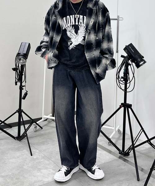 Figments（フィグメンツ）の「ピグメントノースリイーグルビッグＴ（タンクトップ・レディース・スミクロ/グレー・FREE）」の11枚目の写真