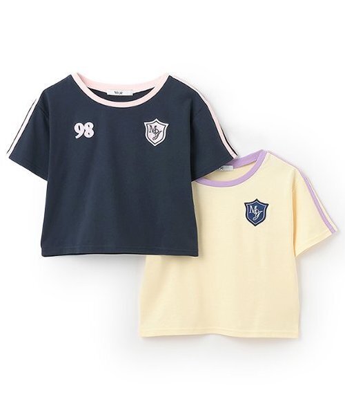 Mi-je（ミジェ）の「ラインコンパクト半袖Tシャツ【韓国ファッション】（Tシャツ/カットソー・レディース・ネイビー/クリーム・F）」の14枚目の写真