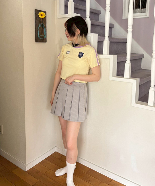 Mi-je（ミジェ）の「ラインコンパクト半袖Tシャツ【韓国ファッション】（Tシャツ/カットソー・レディース・ネイビー/クリーム・F）」の15枚目の写真