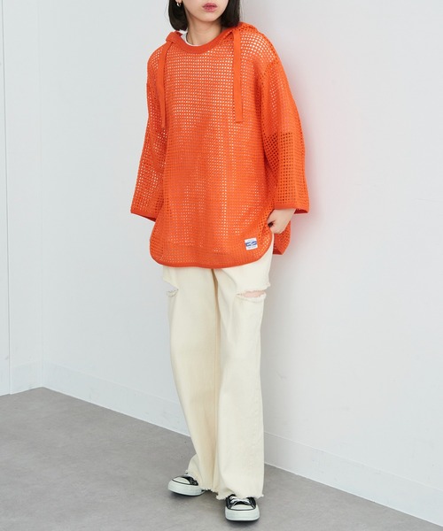 ARMY TWILL（アーミーツイル）の「【ARMY TWILL】Cotton Mesh Hoodie AM-2513005（パーカー・メンズ・オレンジ/アイボリー/ブラック・S）」の4枚目の写真