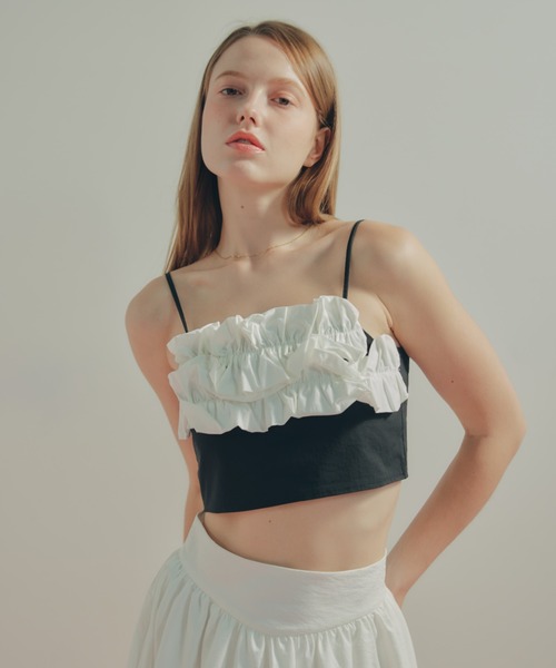 ECREL（エクレール）の「バルーンフリルリボンビスチェ（キャミソール・レディース・ブラック/ベージュ・FREE）」の20枚目の写真