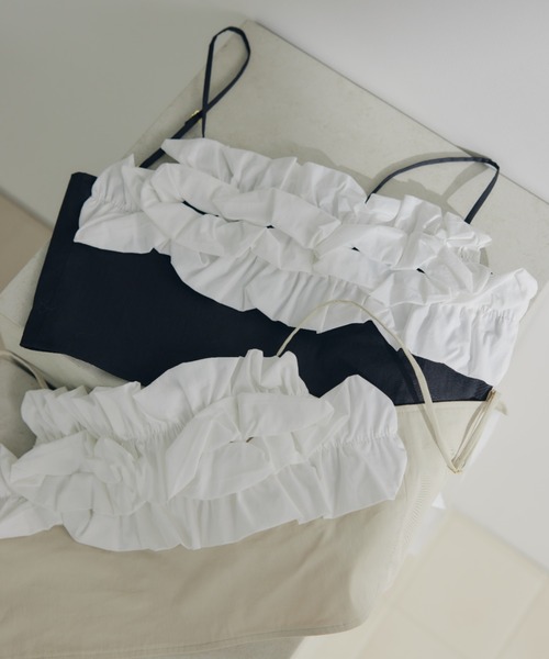 ECREL（エクレール）の「バルーンフリルリボンビスチェ（キャミソール・レディース・ブラック/ベージュ・FREE）」の15枚目の写真