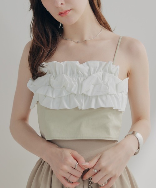 ECREL（エクレール）の「バルーンフリルリボンビスチェ（キャミソール・レディース・ブラック/ベージュ・FREE）」の13枚目の写真