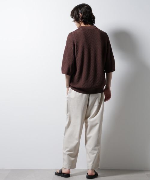 NANO universe（ナノユニバース）の「ハイゲージ ヘリンボーンニットシャツ（シャツ/ブラウス・メンズ・ライトブラウン/ブラック・M/L）」の9枚目の写真