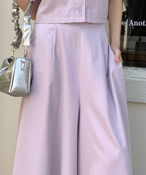 DAY CLOSET(デイ クローゼット)の「【きれいめ叶うセットアップ】さらっと生地感。ショート丈 ジレベスト+ワイドパンツ 上下2点セット レディース(セットアップ・レディース・オフホワイト/ライラック/ライトカーキ/ブラック・FREE)」の21枚目の写真