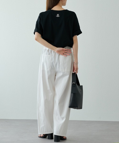 PUAL CE CIN（ピュアルセシン）の「ウエストポイント カーブシルエットパンツ（チノパンツ・レディース・オフホワイト/ブラック・FREE）」の3枚目の写真