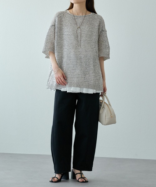 PUAL CE CIN（ピュアルセシン）の「ウエストポイント カーブシルエットパンツ（チノパンツ・レディース・オフホワイト/ブラック・FREE）」の19枚目の写真