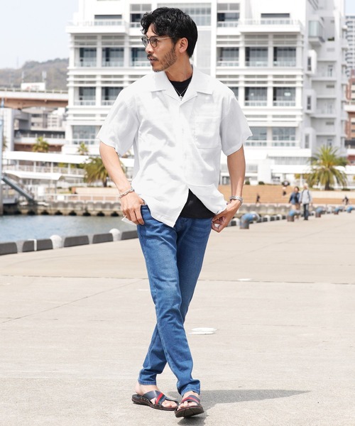 jiggys shop(ジギーズショップ)の「楊柳 ドライタッチ オープンカラー 半袖シャツ(シャツ/ブラウス・メンズ・ホワイト/ブラック/グレー/ブルー・MEDIUM/LARGE/X-LARGE)」の10枚目の写真