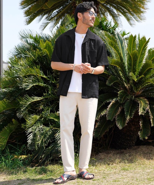 jiggys shop(ジギーズショップ)の「楊柳 ドライタッチ オープンカラー 半袖シャツ(シャツ/ブラウス・メンズ・ホワイト/ブラック/グレー/ブルー・MEDIUM/LARGE/X-LARGE)」の12枚目の写真
