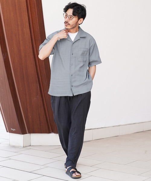 jiggys shop(ジギーズショップ)の「楊柳 ドライタッチ オープンカラー 半袖シャツ(シャツ/ブラウス・メンズ・ホワイト/ブラック/グレー/ブルー・MEDIUM/LARGE/X-LARGE)」の14枚目の写真