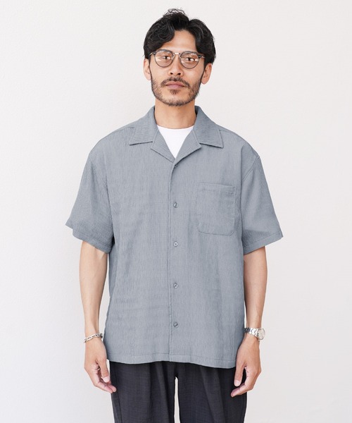 jiggys shop(ジギーズショップ)の「楊柳 ドライタッチ オープンカラー 半袖シャツ(シャツ/ブラウス・メンズ・ホワイト/ブラック/グレー/ブルー・MEDIUM/LARGE/X-LARGE)」の17枚目の写真