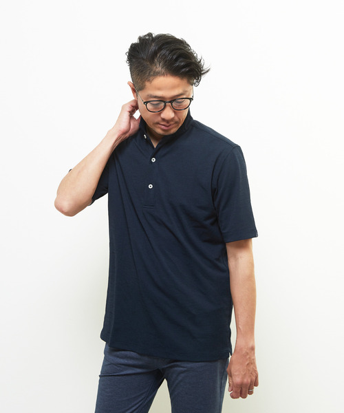 MEN'S MELROSE（メンズメルローズ）の「リランチェチドリ 半袖ワンピースカラーポロシャツ | ストレッチ / 吸水速乾 / 防シワ（ポロシャツ・メンズ・ネイビー/カーキ/ブラック・3/4/2/5）」の3枚目の写真