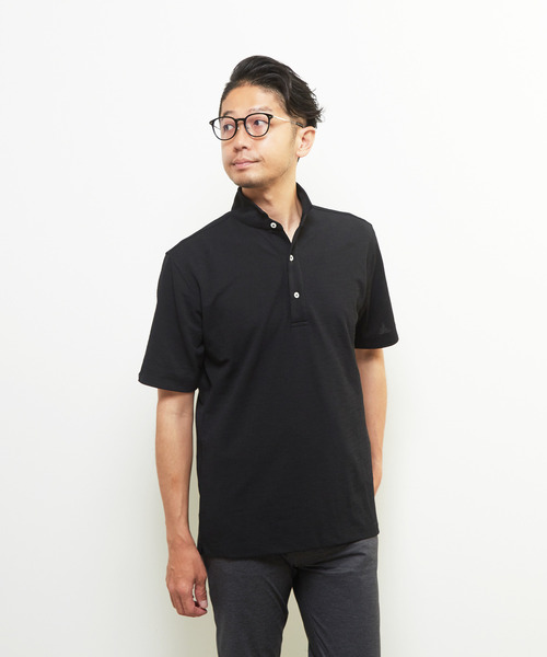 MEN'S MELROSE（メンズメルローズ）の「リランチェチドリ 半袖ワンピースカラーポロシャツ | ストレッチ / 吸水速乾 / 防シワ（ポロシャツ・メンズ・ネイビー/カーキ/ブラック・3/4/2/5）」の2枚目の写真