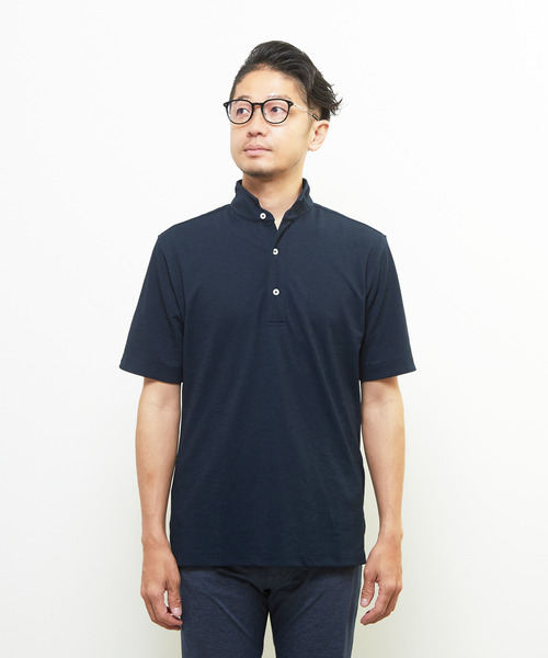 MEN'S MELROSE（メンズメルローズ）の「リランチェチドリ 半袖ワンピースカラーポロシャツ | ストレッチ / 吸水速乾 / 防シワ（ポロシャツ・メンズ・ネイビー/カーキ/ブラック・3/4/2/5）」の21枚目の写真