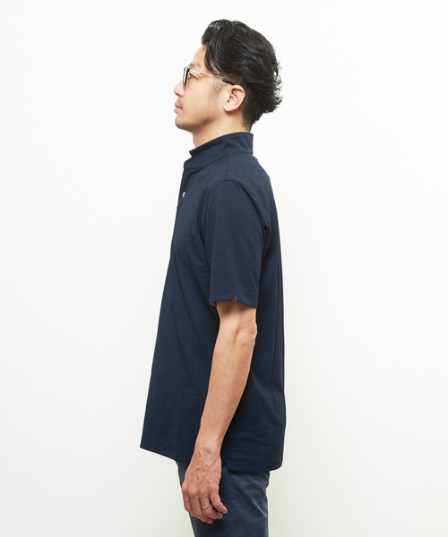 MEN'S MELROSE（メンズメルローズ）の「リランチェチドリ 半袖ワンピースカラーポロシャツ | ストレッチ / 吸水速乾 / 防シワ（ポロシャツ・メンズ・ネイビー/カーキ/ブラック・3/4/2/5）」の20枚目の写真