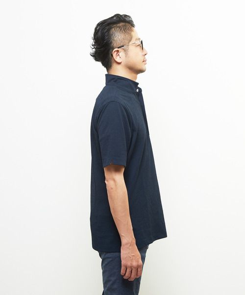 MEN'S MELROSE（メンズメルローズ）の「リランチェチドリ 半袖ワンピースカラーポロシャツ | ストレッチ / 吸水速乾 / 防シワ（ポロシャツ・メンズ・ネイビー/カーキ/ブラック・3/4/2/5）」の18枚目の写真