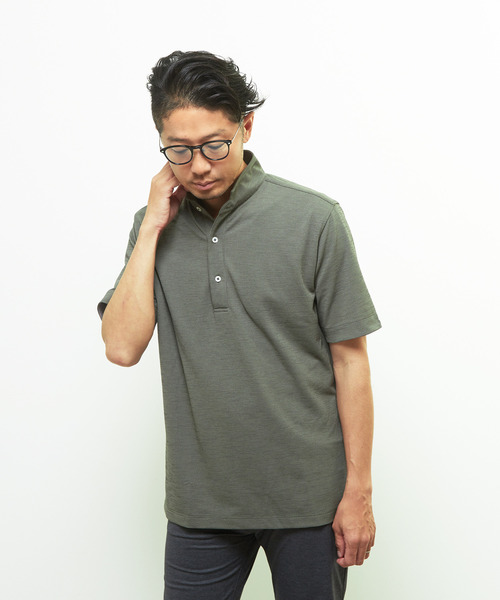 MEN'S MELROSE（メンズメルローズ）の「リランチェチドリ 半袖ワンピースカラーポロシャツ | ストレッチ / 吸水速乾 / 防シワ（ポロシャツ・メンズ・ネイビー/カーキ/ブラック・3/4/2/5）」の15枚目の写真