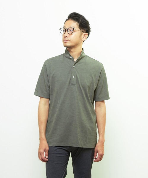 MEN'S MELROSE（メンズメルローズ）の「リランチェチドリ 半袖ワンピースカラーポロシャツ | ストレッチ / 吸水速乾 / 防シワ（ポロシャツ・メンズ・ネイビー/カーキ/ブラック・3/4/2/5）」の14枚目の写真