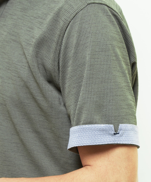 MEN'S MELROSE（メンズメルローズ）の「リランチェチドリ 半袖ワンピースカラーポロシャツ | ストレッチ / 吸水速乾 / 防シワ（ポロシャツ・メンズ・ネイビー/カーキ/ブラック・3/4/2/5）」の12枚目の写真