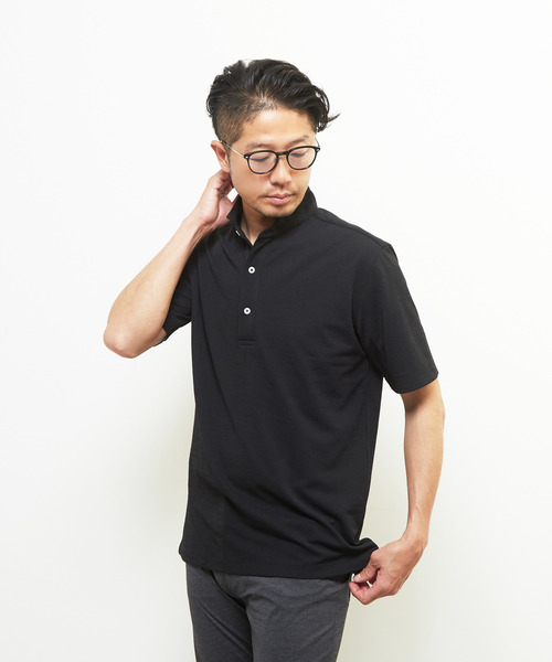 MEN'S MELROSE（メンズメルローズ）の「リランチェチドリ 半袖ワンピースカラーポロシャツ | ストレッチ / 吸水速乾 / 防シワ（ポロシャツ・メンズ・ネイビー/カーキ/ブラック・3/4/2/5）」の8枚目の写真