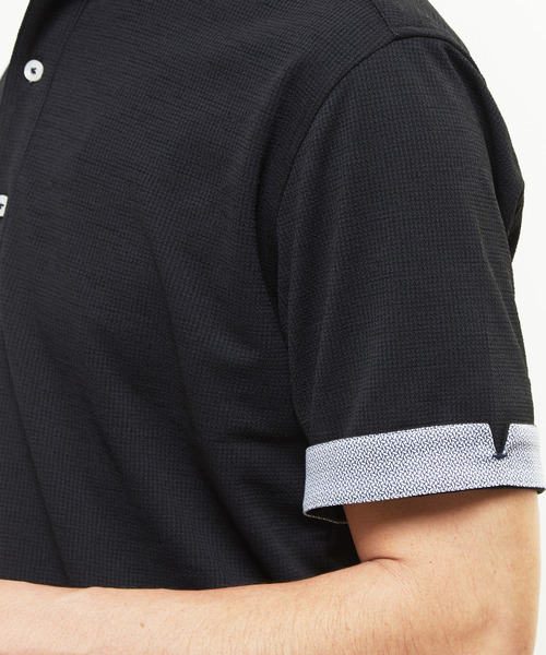 MEN'S MELROSE（メンズメルローズ）の「リランチェチドリ 半袖ワンピースカラーポロシャツ | ストレッチ / 吸水速乾 / 防シワ（ポロシャツ・メンズ・ネイビー/カーキ/ブラック・3/4/2/5）」の6枚目の写真