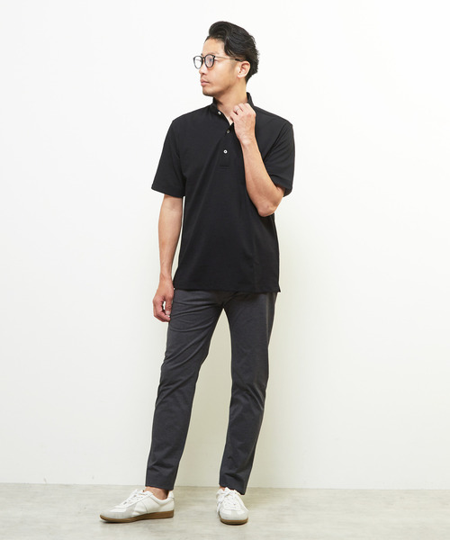 MEN'S MELROSE（メンズメルローズ）の「リランチェチドリ 半袖ワンピースカラーポロシャツ | ストレッチ / 吸水速乾 / 防シワ（ポロシャツ・メンズ・ネイビー/カーキ/ブラック・3/4/2/5）」の4枚目の写真