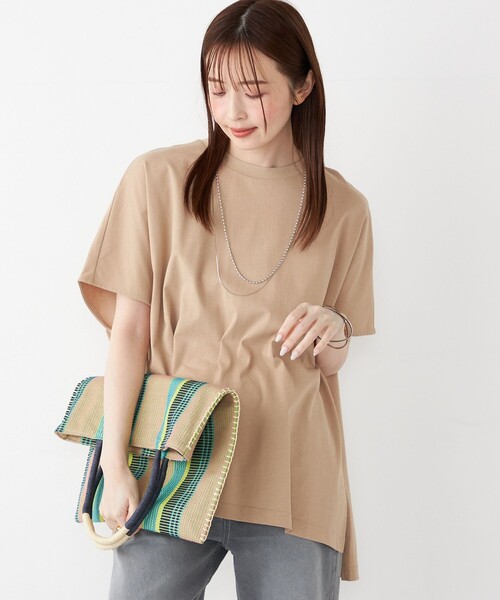 SHIPS Colors(シップス カラーズ)の「SHIPS Colors:〈手洗い可能〉ハイツイスト ケープ プルオーバー(Tシャツ/カットソー・レディース・ベージュ/オフホワイト/ブラック・ONE SIZE)」の3枚目の写真