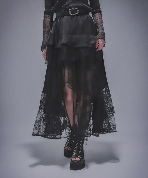 HARE（ハレ）の「アシメフリルスリットスカート(HARE)（スカート・レディース・ブラック/オレンジ・FREE）」の8枚目の写真