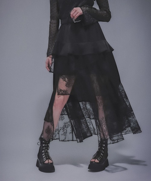 HARE（ハレ）の「アシメフリルスリットスカート(HARE)（スカート・レディース・ブラック/オレンジ・FREE）」の11枚目の写真