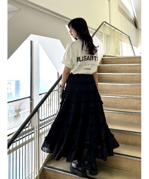 ALLSAINTS(オールセインツ)の「TALIA TIERED MAXI SKIRT | TALIA ティアード マキシ スカート(スカート・レディース・ブラック・6/4/10)」の2枚目の写真