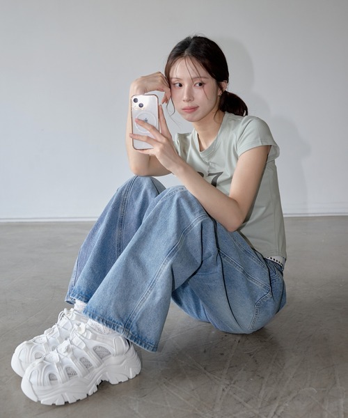 UNE MANSION（ユヌマンション）の「【身長アップ6㎝厚底インソール】アウトドアゴフコアラッキング厚底スニーカーサンダル（サンダル・レディース・ホワイト/ブラック・23cm/24cm/25cm）」の12枚目の写真