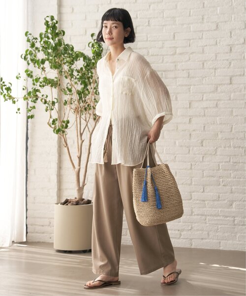 LBC（エルビーシー）の「楊柳5分袖シアーシャツ（シャツ/ブラウス・レディース・ホワイト/チャコールグレー/ブラック/マスタード/ブルー・M）」の22枚目の写真