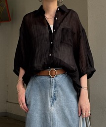 LBC | 楊柳5分袖シアーシャツ(シャツ/ブラウス)