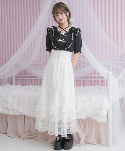 セール】ダブルリボンバイカラーブラウス（シャツ/ブラウス）｜couture