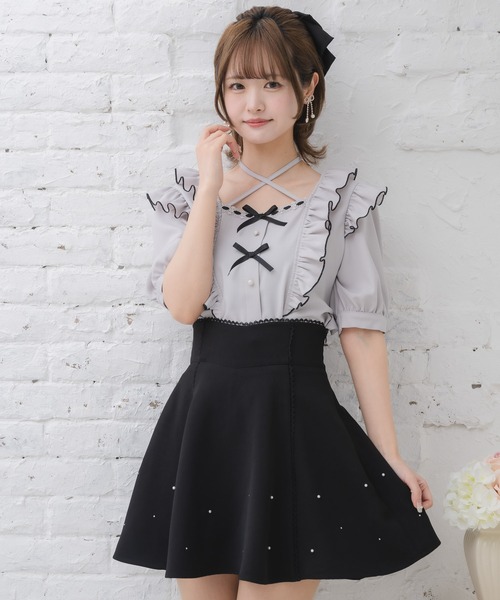 couture BY ROJITA（クチュールバイロジータ）の「ダブルリボンバイカラーブラウス（シャツ/ブラウス・レディース・パープル/ホワイト/ブラック・FREE）」の10枚目の写真