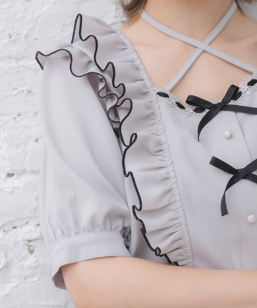 couture BY ROJITA（クチュールバイロジータ）の「ダブルリボンバイカラーブラウス（シャツ/ブラウス・レディース・パープル/ホワイト/ブラック・FREE）」の17枚目の写真