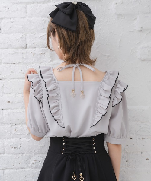 couture BY ROJITA（クチュールバイロジータ）の「ダブルリボンバイカラーブラウス（シャツ/ブラウス・レディース・パープル/ホワイト/ブラック・FREE）」の13枚目の写真